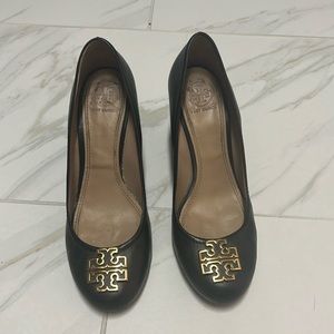 Tory Burch black wedge heels